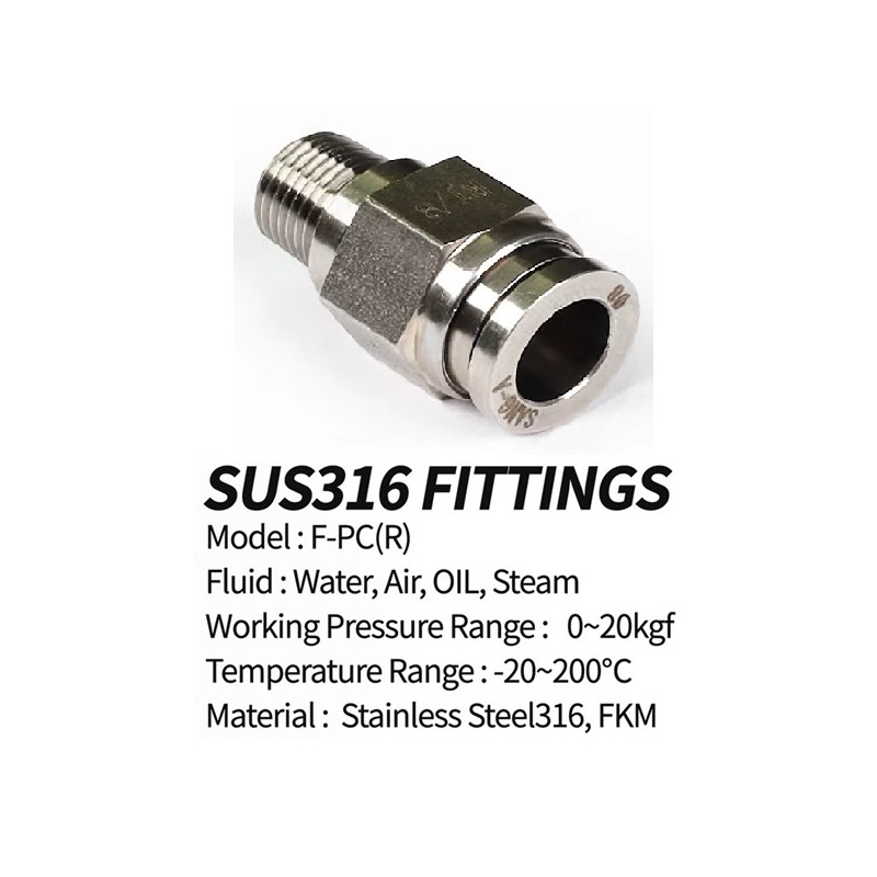 FPC0601 Male straight stainless steel 6 x 1/8