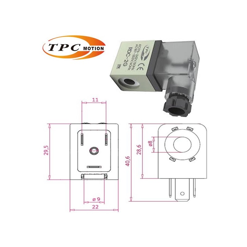 Bobina 220V para valvula Tpc Pneumatic