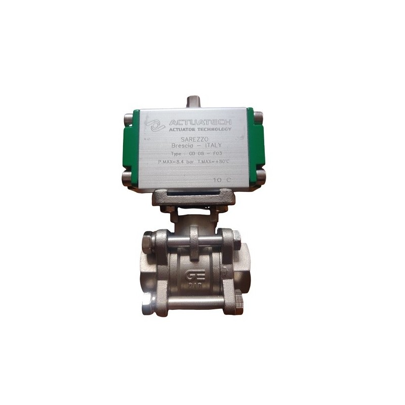 Ball Valve 3Pcs Inox 1/2, with Pneumatic Actuator Actuatech