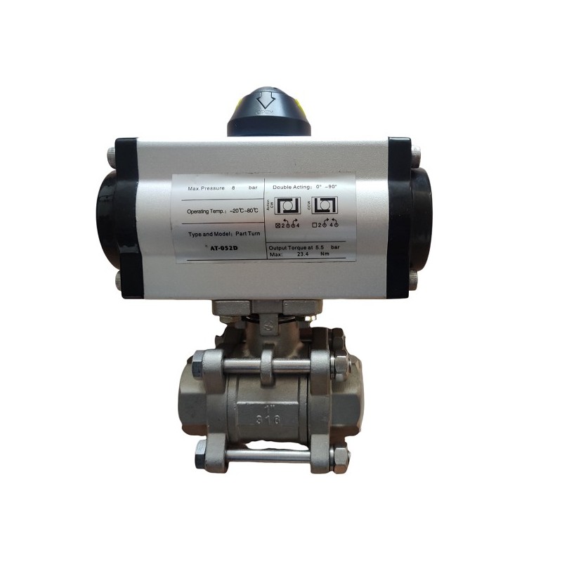 Ball Valve 3Pcs Inox 1/2, with Pneumatic Actuator + Namur