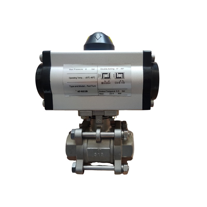 Ball Valve 3Pcs Inox 3/4, with Pneumatic Actuator + Namur