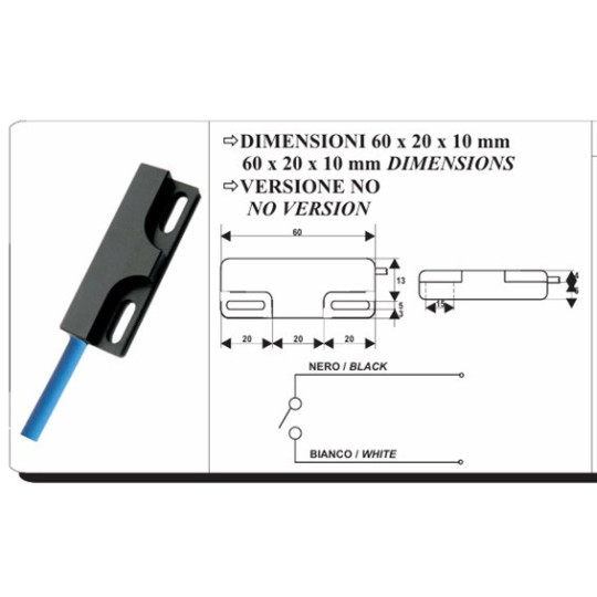 Z65NO Sensor Magnetico 60x20x10mm