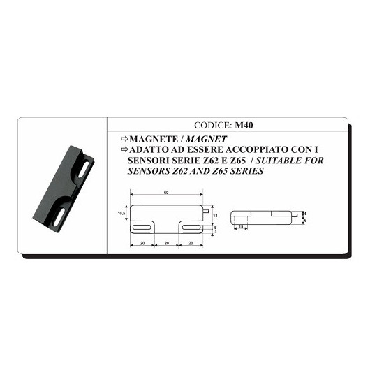 Z65NO Sensor Magnetico 60x20x10mm
