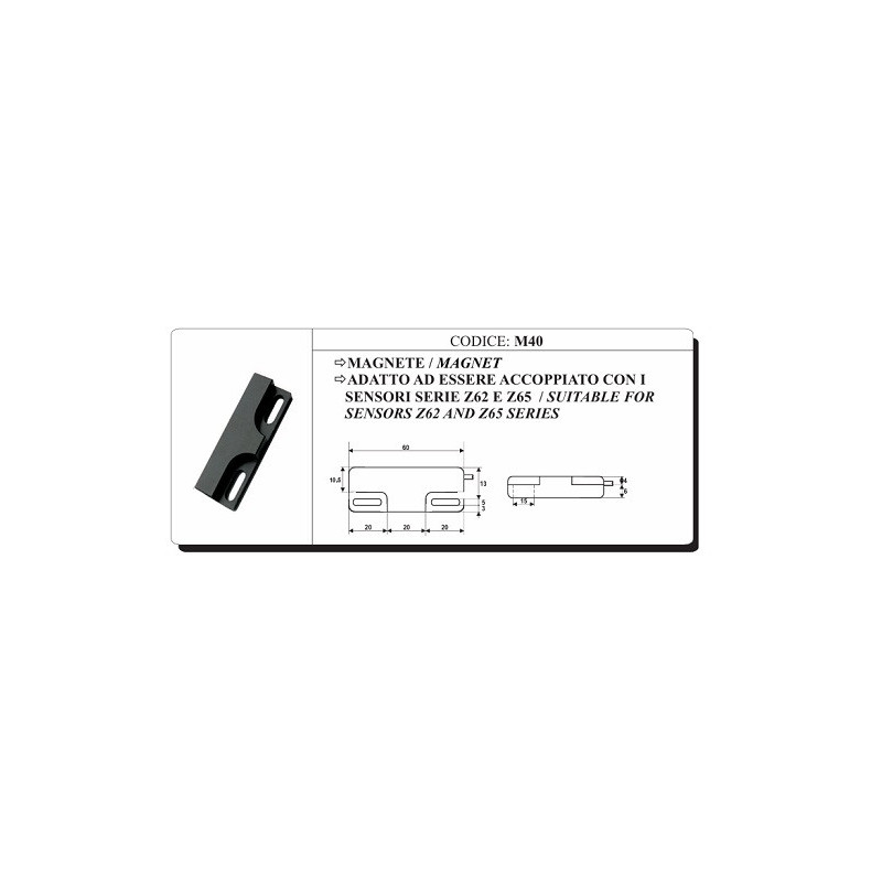 Z65NO Sensor Magnetico 60x20x10mm