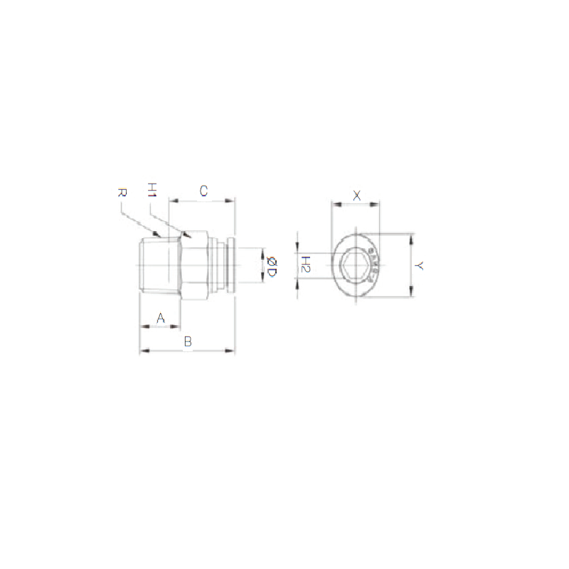 Conector Neumatico recto 4 x M5 Sang-A pneumatic GPC04M5