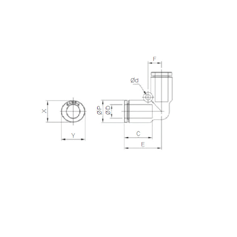 GPUL04 Sang-A, Union codo 4mm Bolsa x 10Und