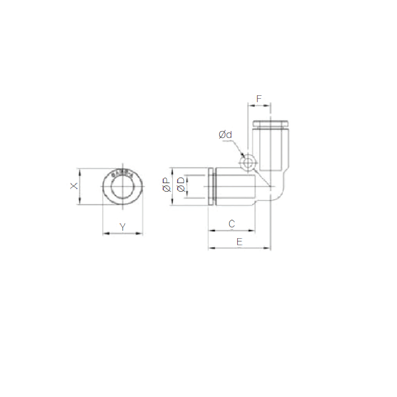 GPUL06 Sang-A, Union codo 6mm Bolsa x 10Und