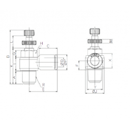 GNSE0401 Regulador de Flujo 4 x 1/8 Bolsa x 10Und