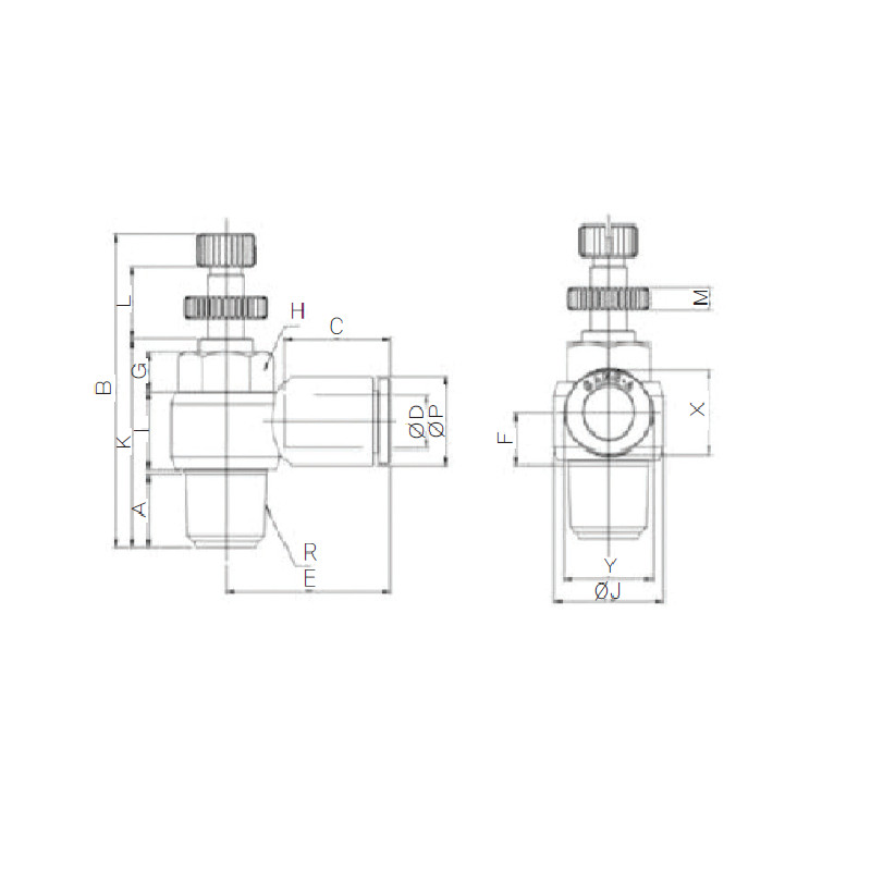 GNSE0401 Regulador de Flujo 4 x 1/8 Bolsa x 10Und