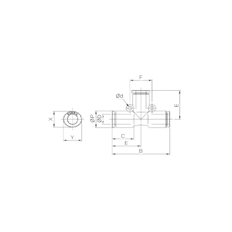 GPUT12 Sang-A, Union Tee 12mm Bolsa x 5Und