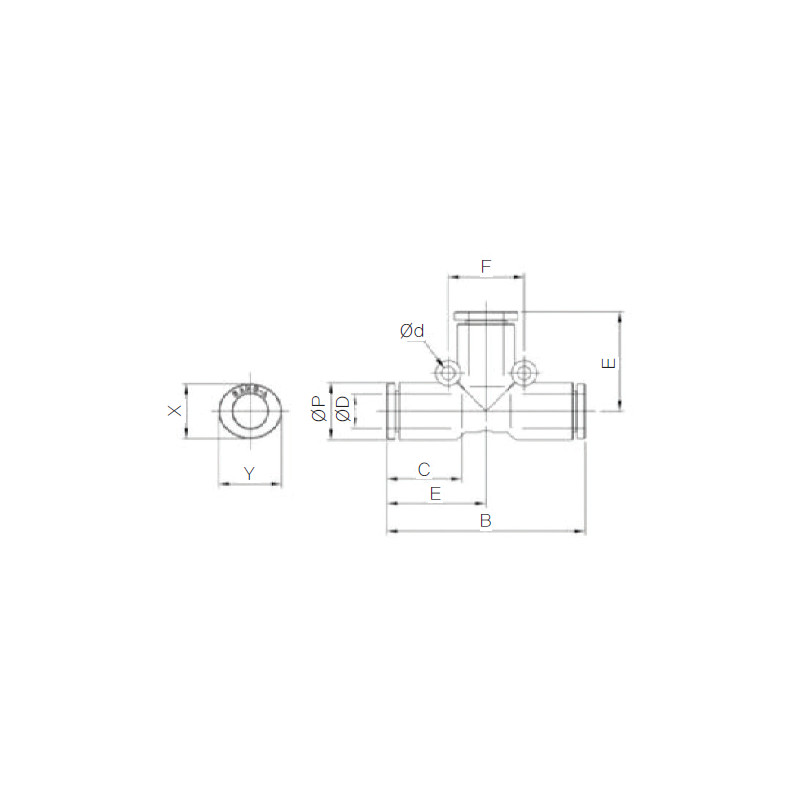 GPUT10 Sang-A, Union Tee, 10mm , Package 5ea